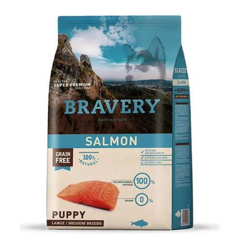 Bravery Puppy Medium Large Salmón 4Kg